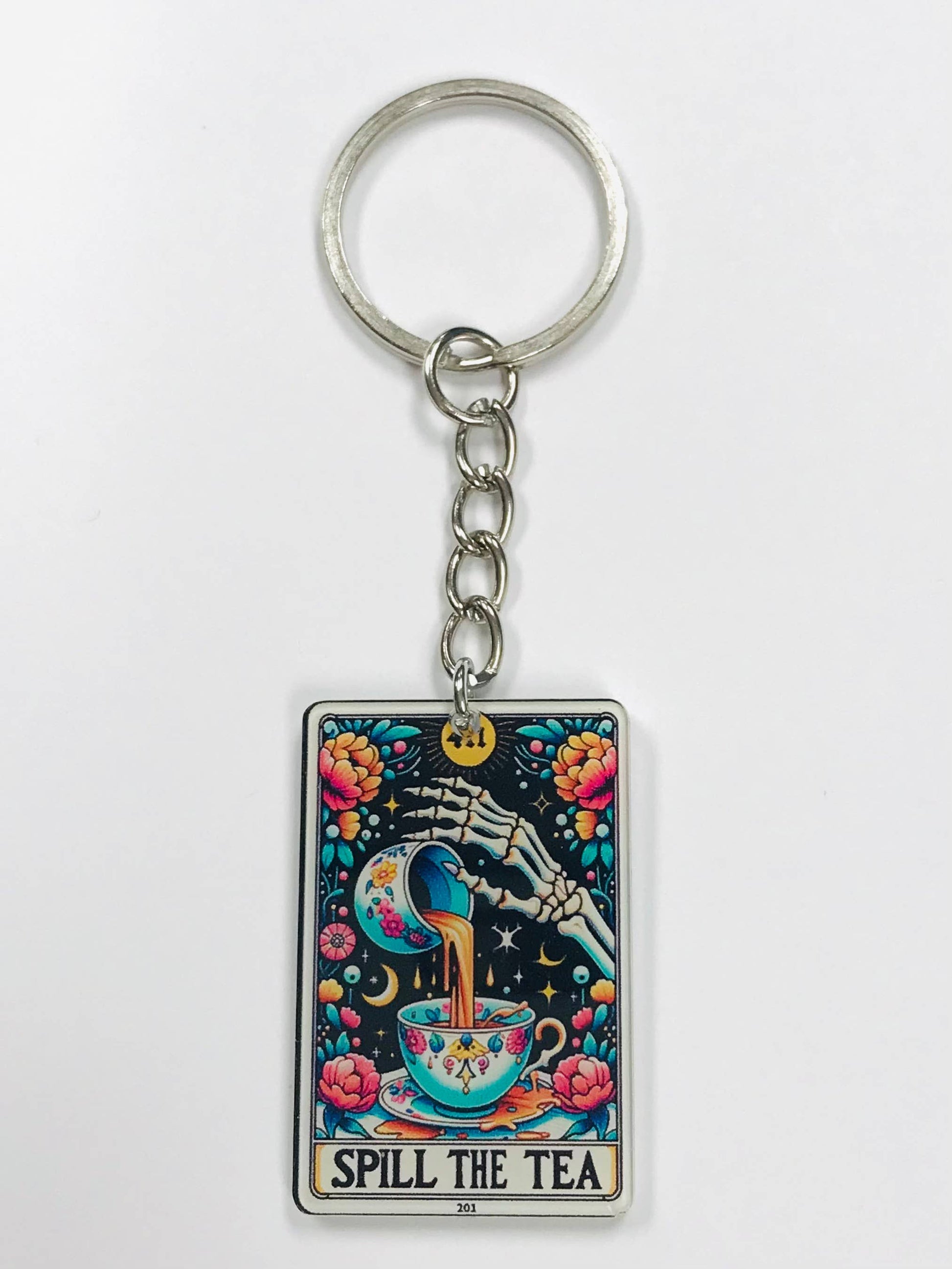 Spill The Tea Acrylic Key Chain, Christmas Gift