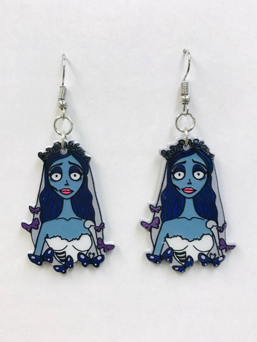 Acrylic Dark Bride Earrings, Horror Earring, Halloween Gift