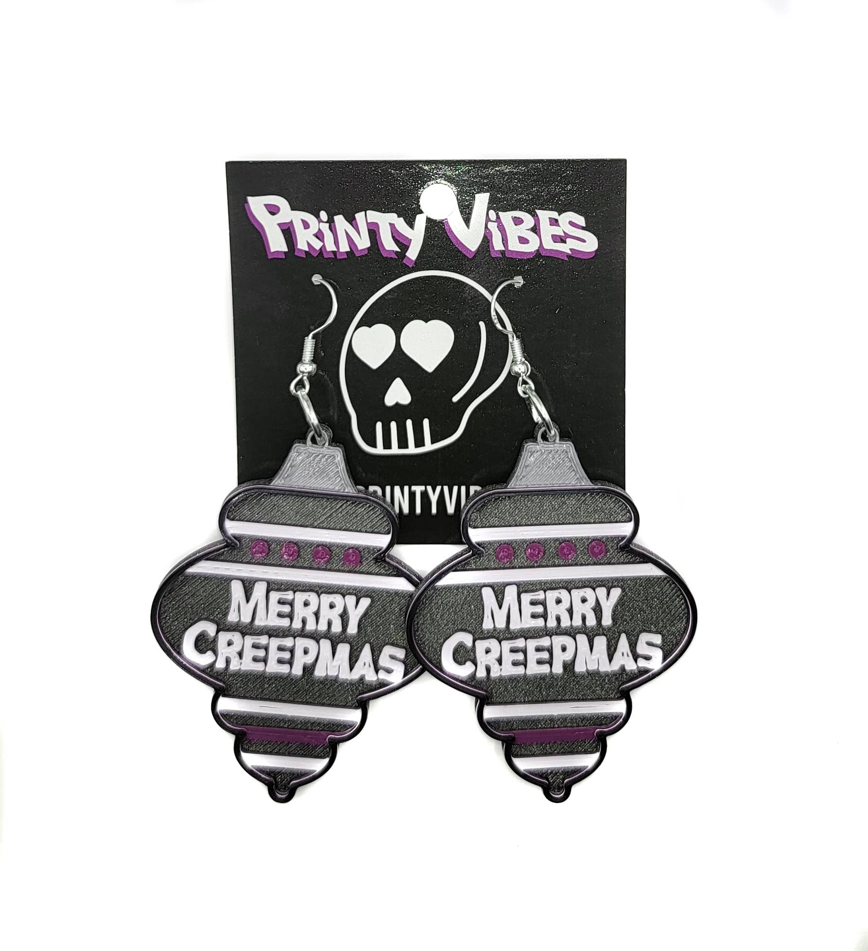 Merry Creepmas Spooky Christmas Ornament Earrings