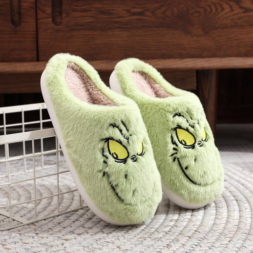 CHRISTMAS GREEN MONSTER GRINCH SLIPPERS