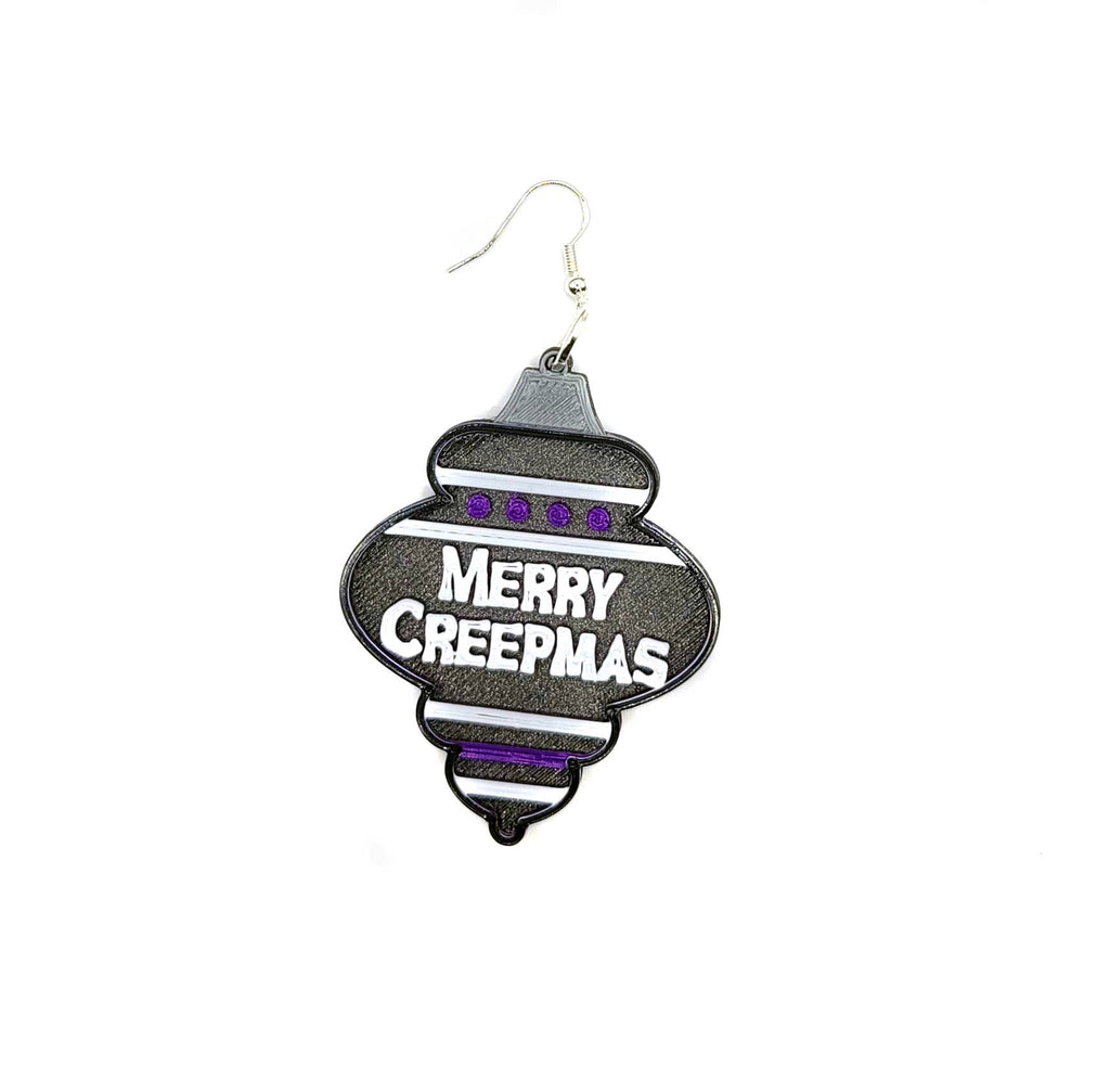 Merry Creepmas Spooky Christmas Ornament Earrings