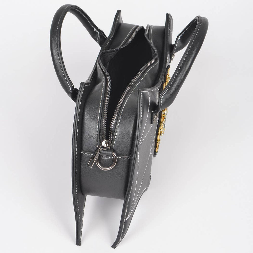 Faux Leather Spider Top Handle Clutch