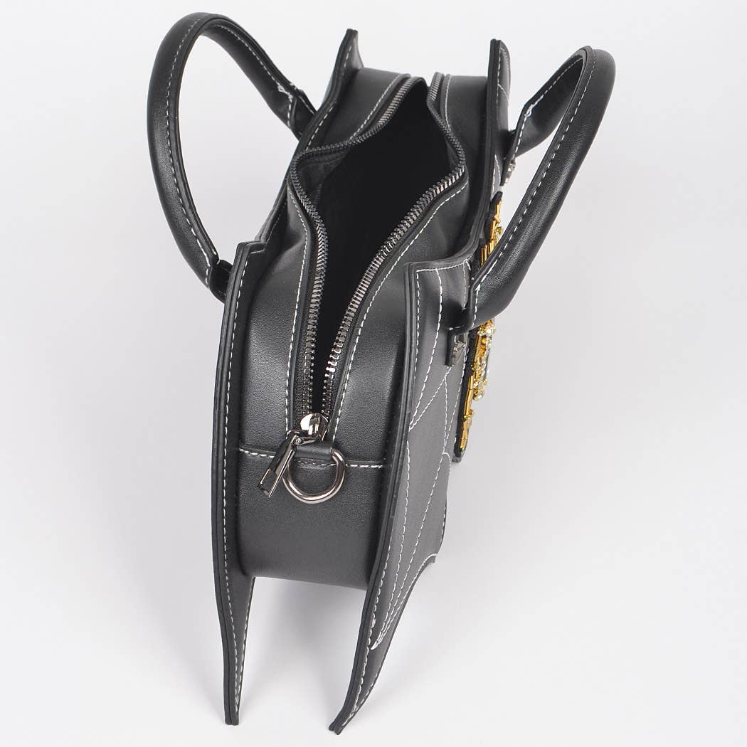Faux Leather Spider Top Handle Clutch