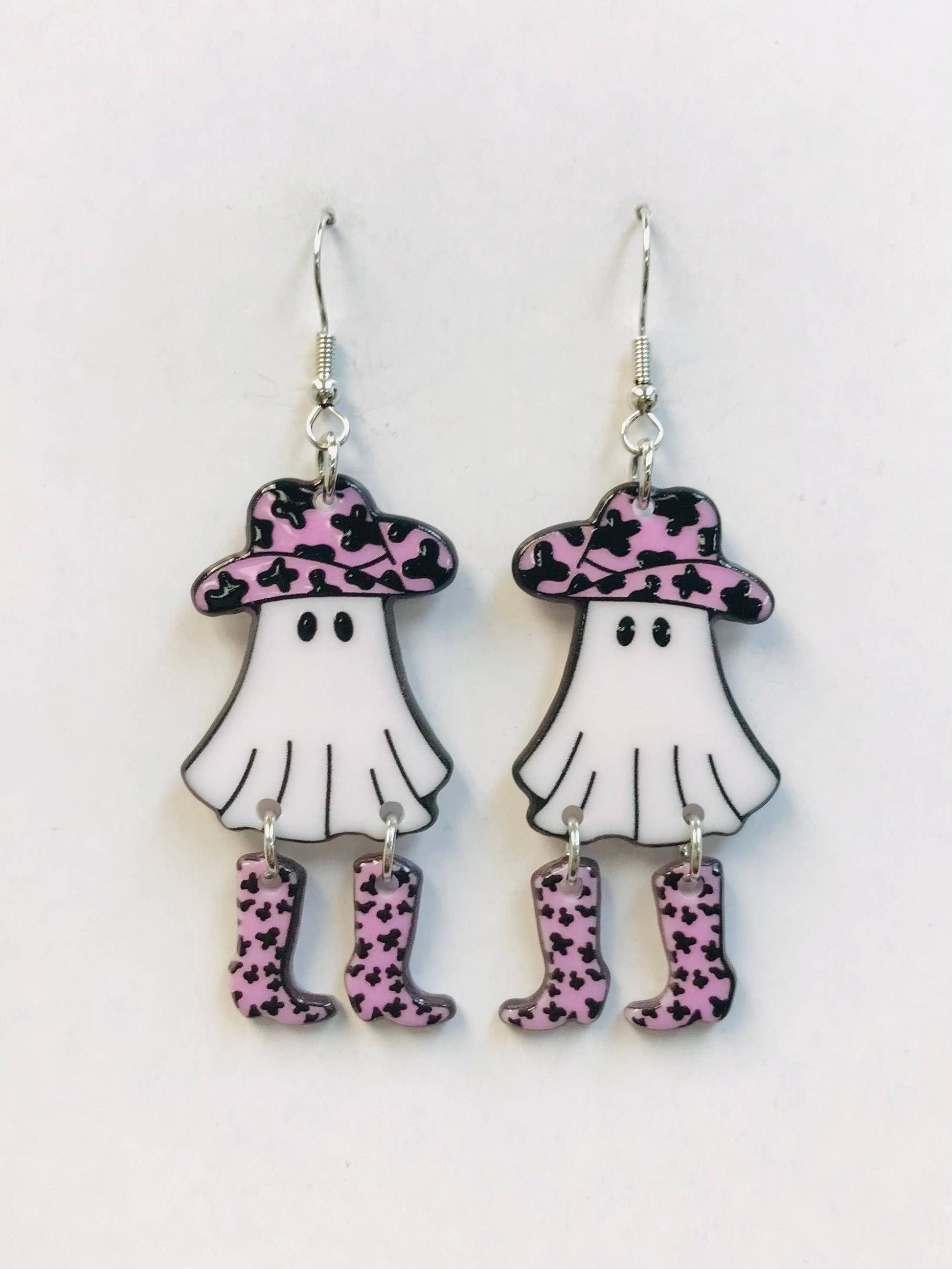 Cute Acrylic Cowgirl Ghost Boots Earrings