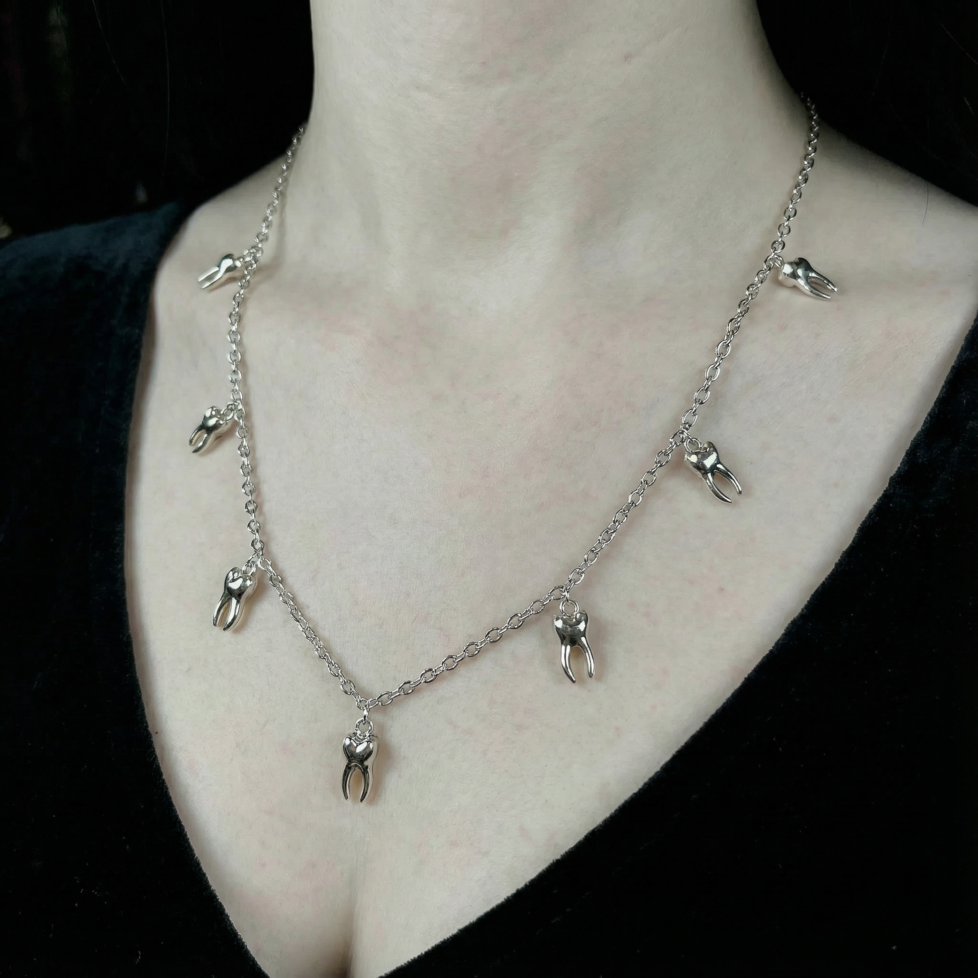 Man-Repeller Teeth Necklace in Silver