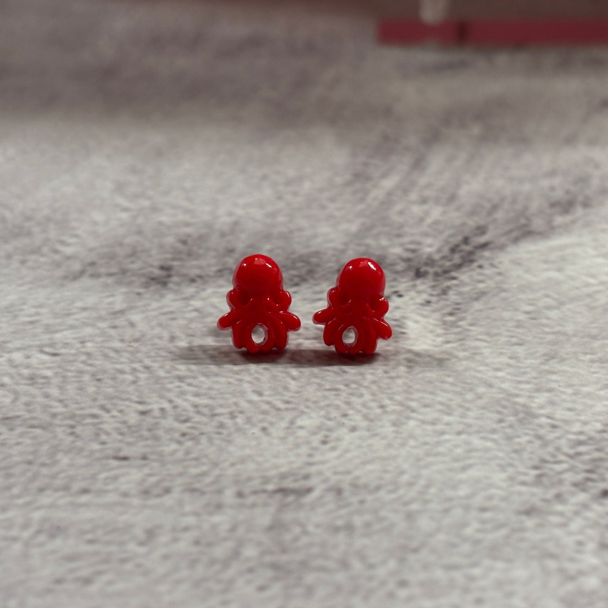 Sourpuss Red Octopus Earrings | Nautical Studs Rockabilly Jewelry | Alternative Sailor Accessories