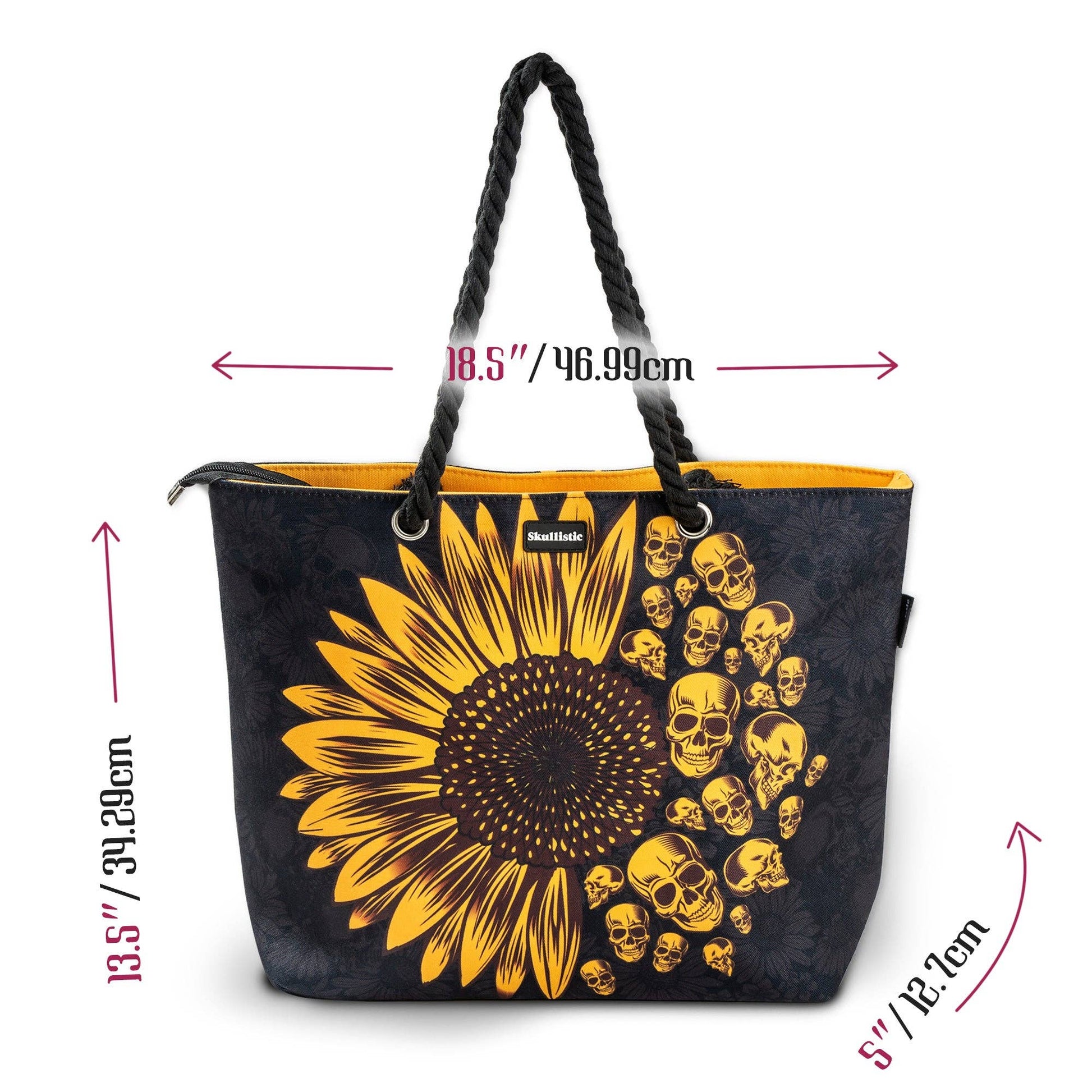 Skullistic Sunflower Skulls Shoulder Beach Bag
