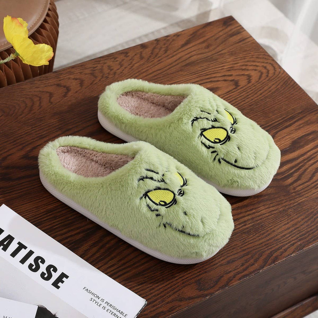 CHRISTMAS GREEN MONSTER GRINCH SLIPPERS