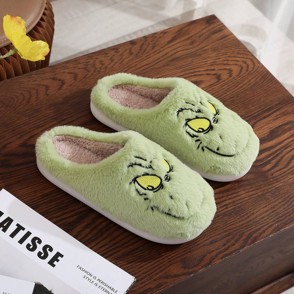 CHRISTMAS GREEN MONSTER GRINCH SLIPPERS