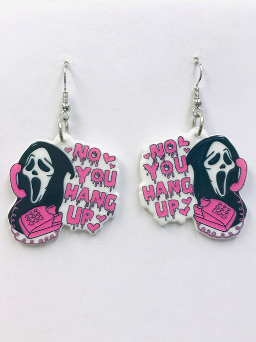Acrylic Ghost No You Hang Up  Scream Earrings