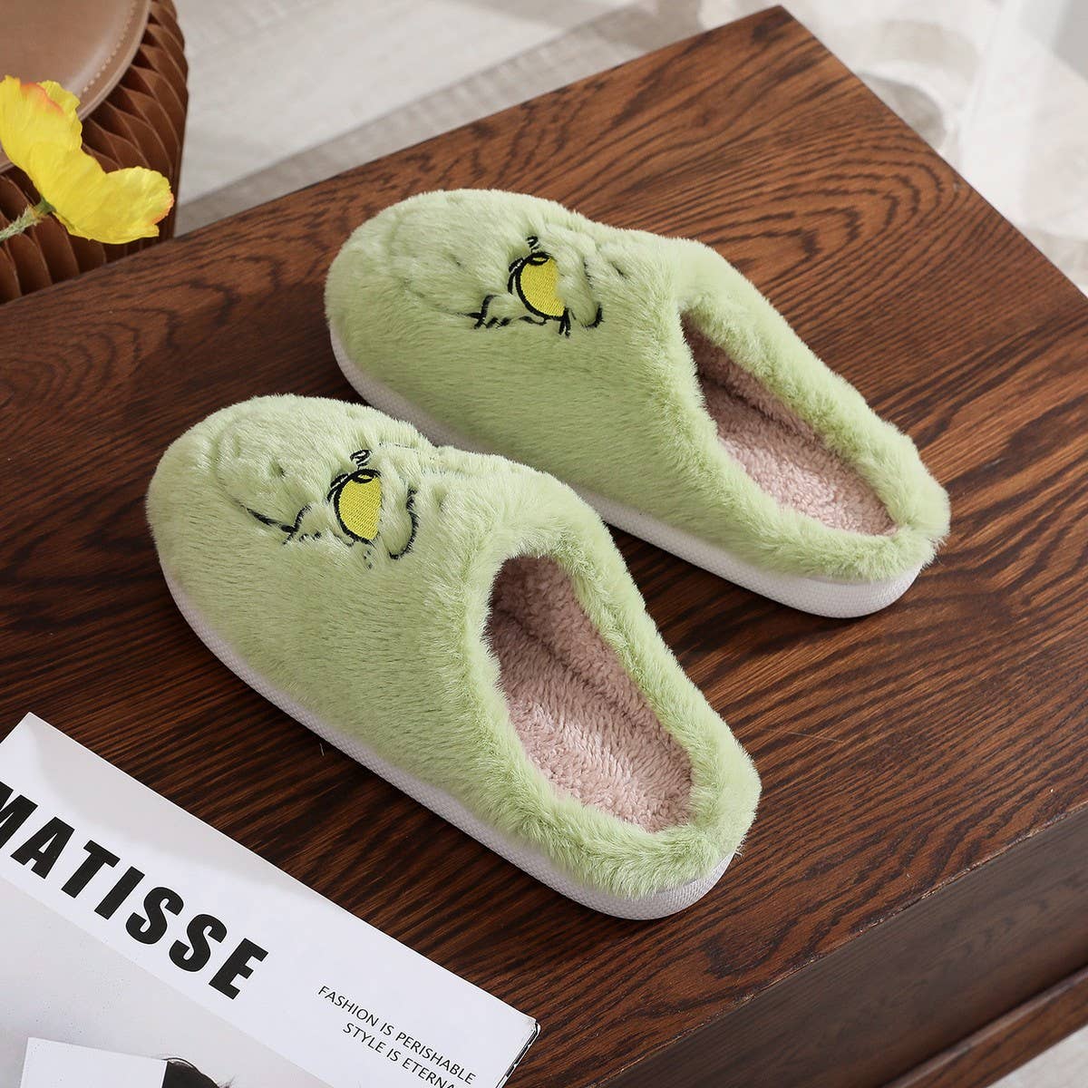 CHRISTMAS GREEN MONSTER GRINCH SLIPPERS