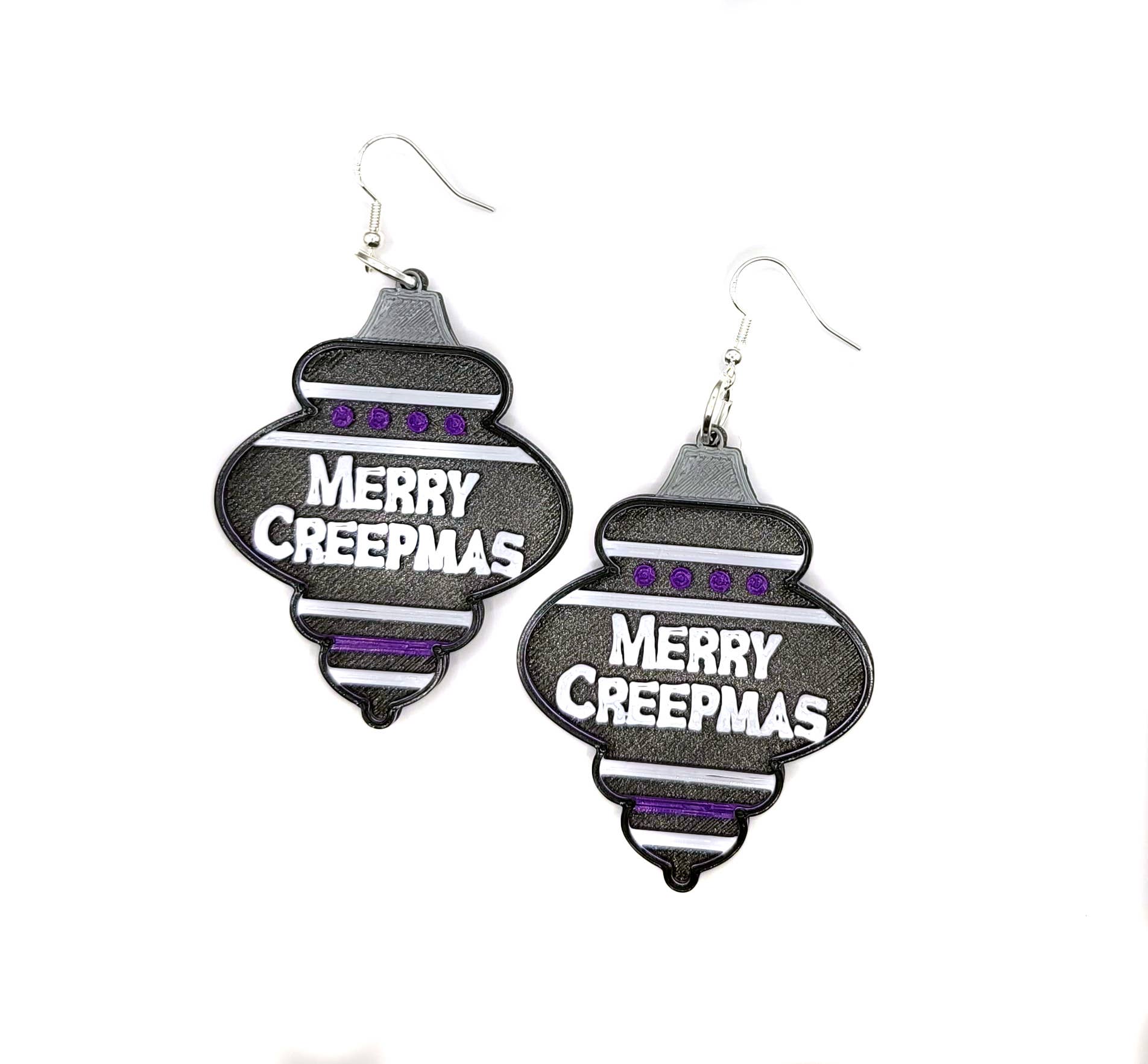 Merry Creepmas Spooky Christmas Ornament Earrings